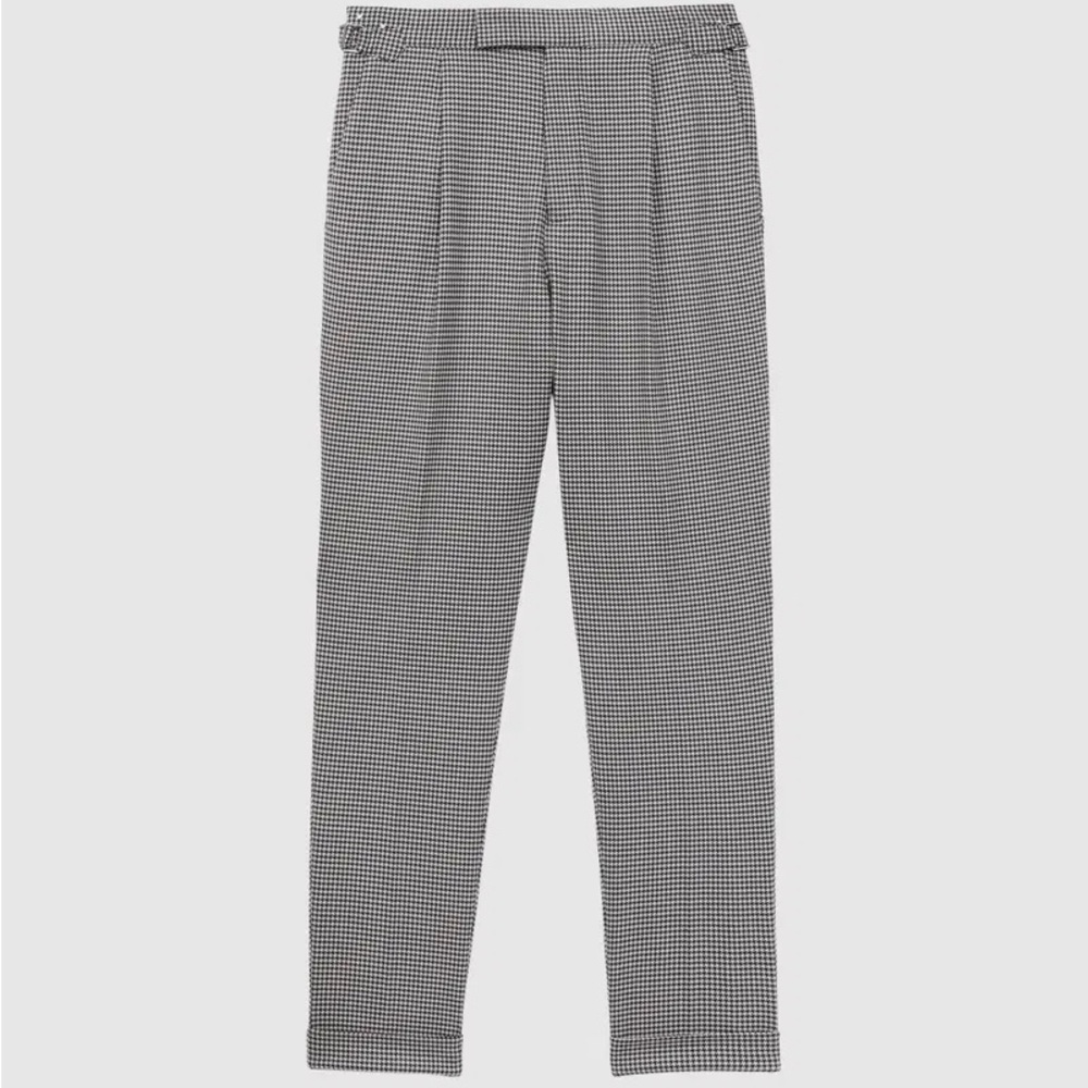 Reiss Arcade Slim Fit Puppytooth Adjuster Trousers